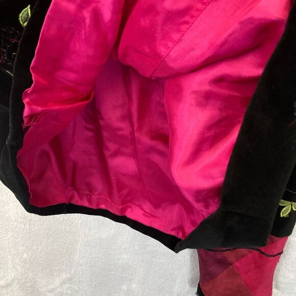 NEW Coldwater Creek Silk Velvet Blazer Jacket Womens Large Mixed Media Floral - Picture 11 of 15